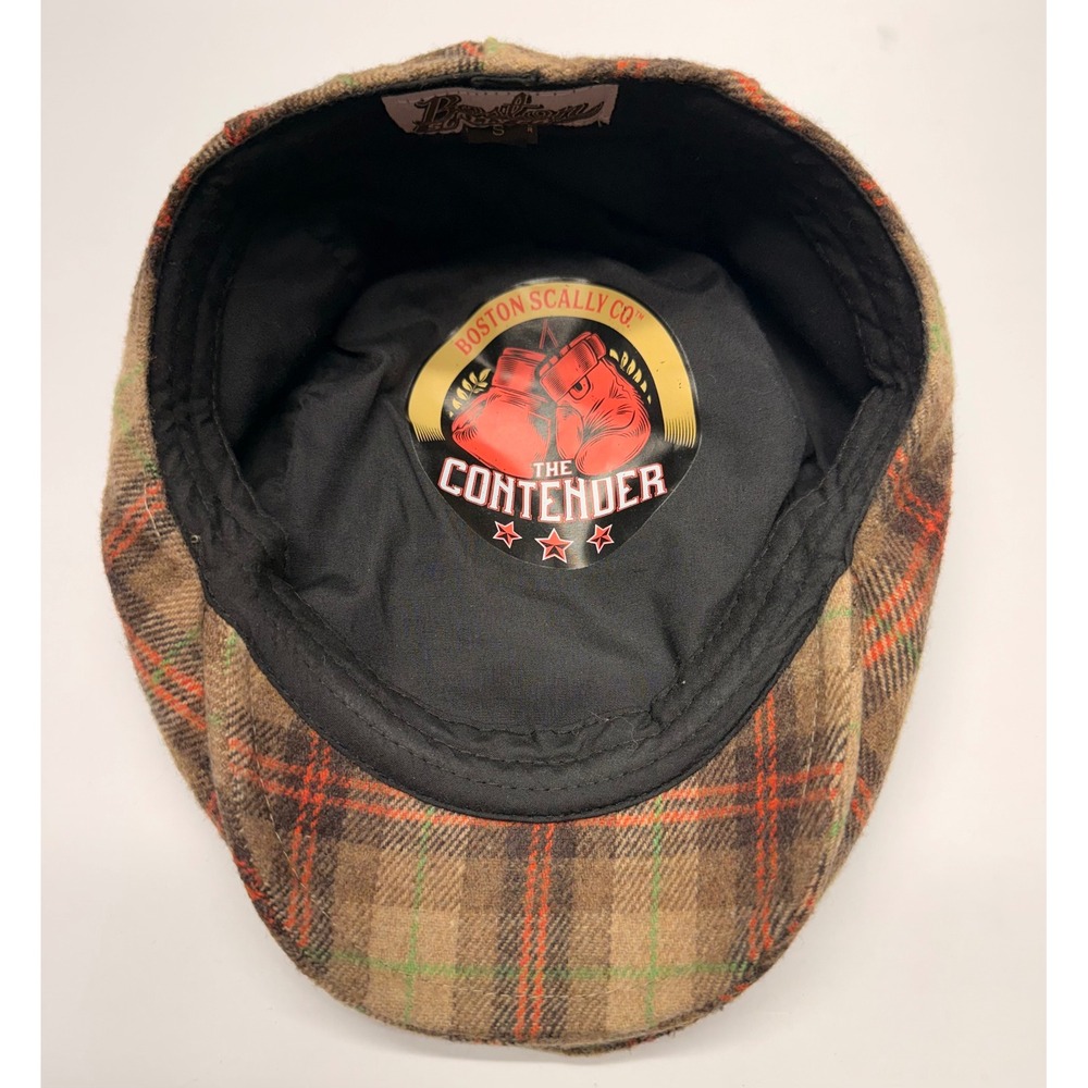 Boston Scally Co The Contender Brown Plaid Wool Blend Flat Cap Ivy Hat Mens S